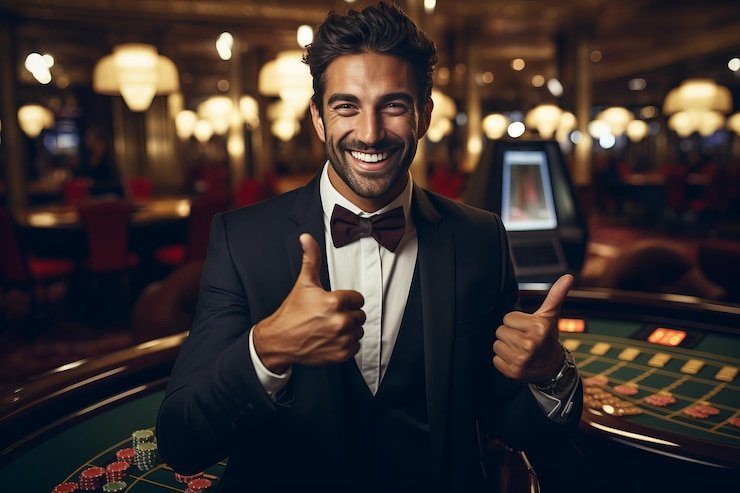 Tampilan meja Casino Hold'em dengan dealer langsung di studio mpo777